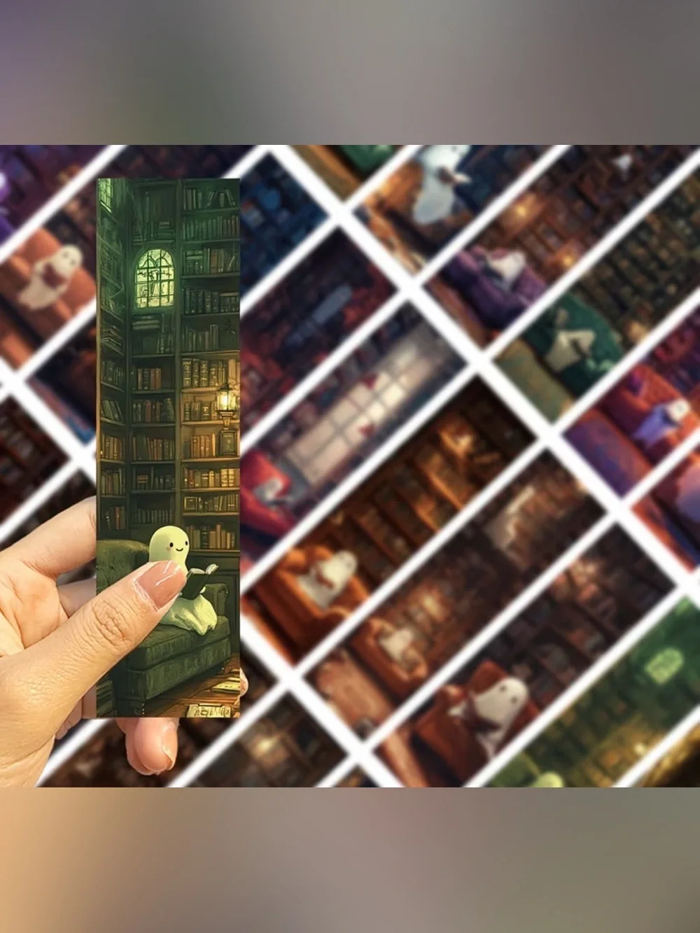 Halloween Ghost Library Print Bookmarks Set of 10